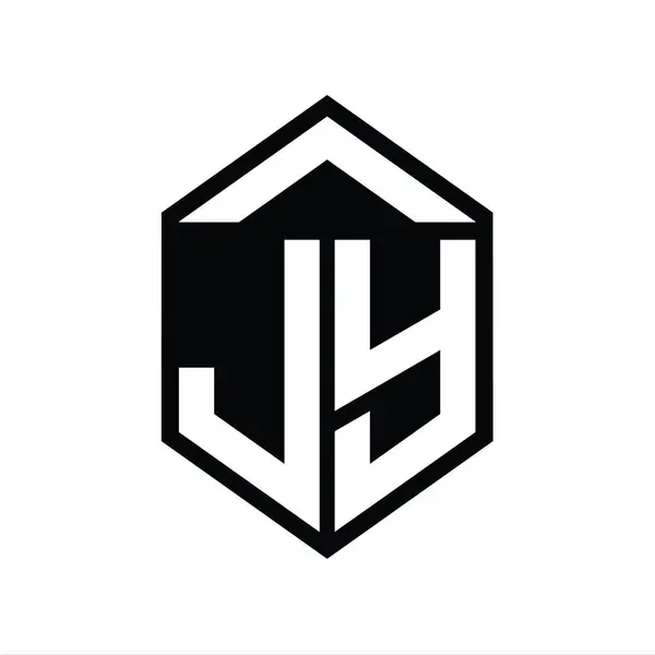 Jyレターロゴモノグラムシンプルな六角形シールドシェイプ単離スタイルデザインテンプレート — ストック写真