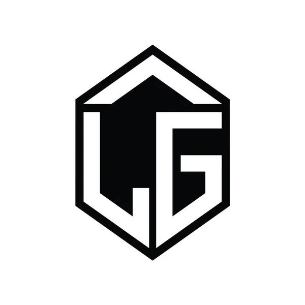Letter Logo Monogram Egyszerű Hatszög Pajzs Alakja Elszigetelt Stílus Design — Stock Fotó