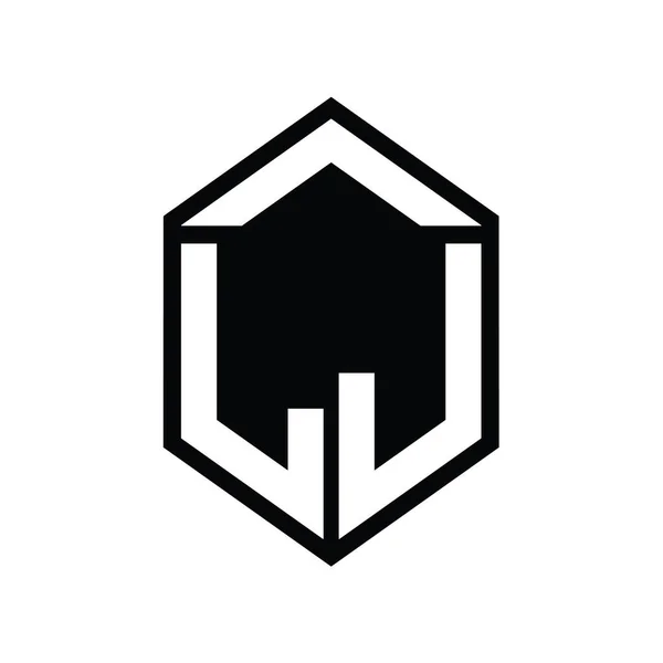 Letra Logo Monograma Forma Escudo Hexágono Simple Plantilla Diseño Estilo —  Fotos de Stock