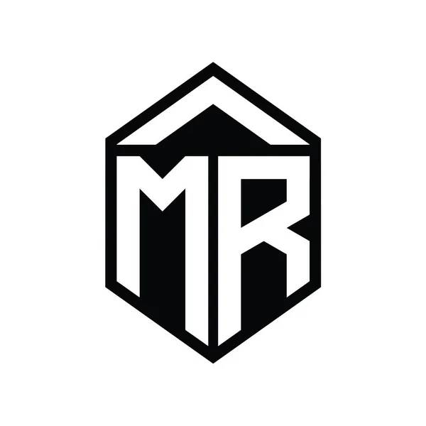 Letter Logo Monograma Simples Hexágono Escudo Forma Modelo Design Estilo — Fotografia de Stock