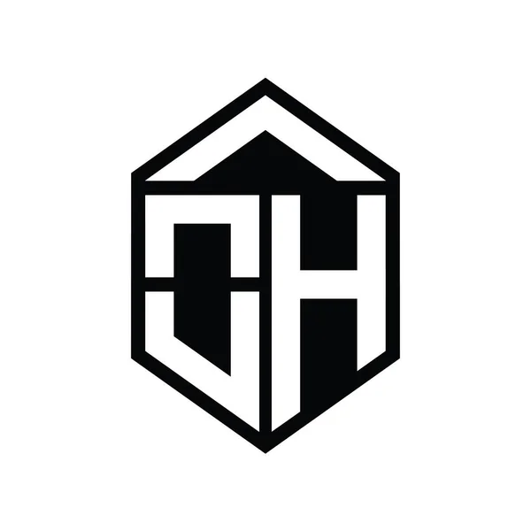 Letter Logo Monogram Simple Hexagon Shield Shape Isolated Style Design — 图库照片