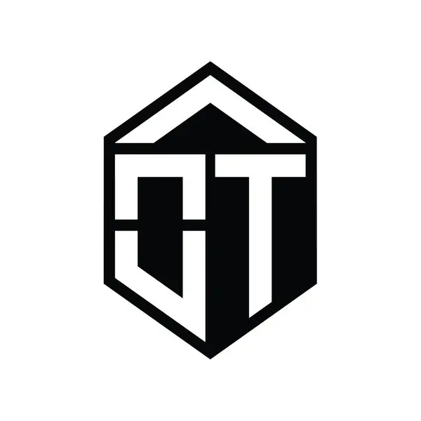 Levél Logo Monogram Egyszerű Hatszög Pajzs Alakja Elszigetelt Stílus Design — Stock Fotó