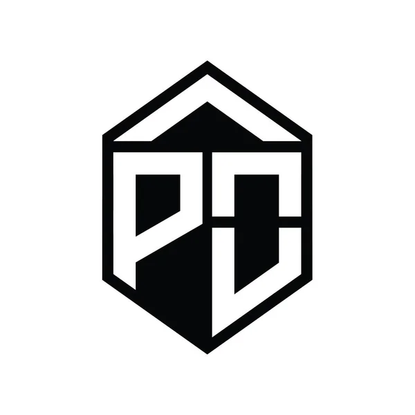 Монограмма Логотипа Простой Шестиугольник Формы Щита Изолированный Дизайн Шаблона — стоковое фото