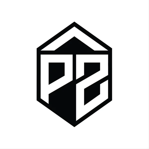 Letter Logo Monogram Enkel Sekskant Skjold Form Isolert Stil Design – stockfoto