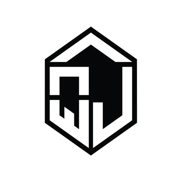 Carta Logo Monograma Forma Escudo Hexágono Simple Plantilla Diseño Estilo —  Fotos de Stock