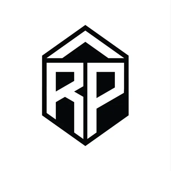 Rpレターロゴモノグラム シンプルな六角形シールド形の単離されたスタイルデザインテンプレート — ストック写真