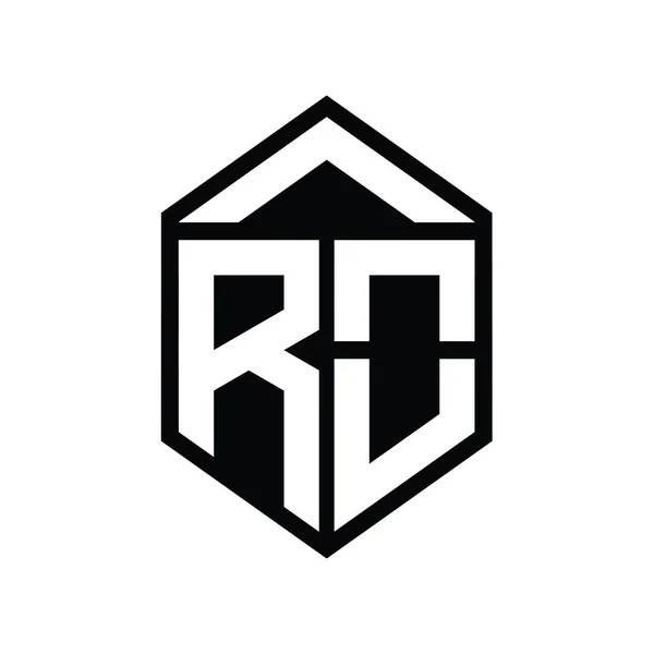 Ro字母标志简图六边形隔离样式设计模板 — 图库照片