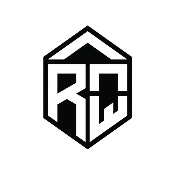 Rqレターロゴモノグラムシンプルな六角形シールドシェイプ単離スタイルデザインテンプレート — ストック写真