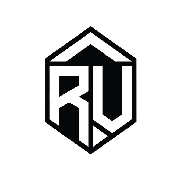 Rv字母标志单字简写六边形屏蔽隔离样式设计模板 — 图库照片