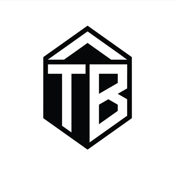 Tb字母标识单字简写六边形屏蔽隔离样式设计模板 — 图库照片