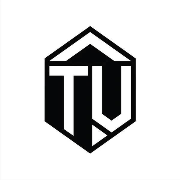 List Telewizyjny Logo Monogram Prosty Sześciokąt Tarcza Kształt Odizolowany Styl — Zdjęcie stockowe