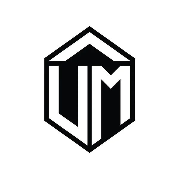 Carta Logo Monograma Forma Escudo Hexágono Simple Plantilla Diseño Estilo — Foto de Stock