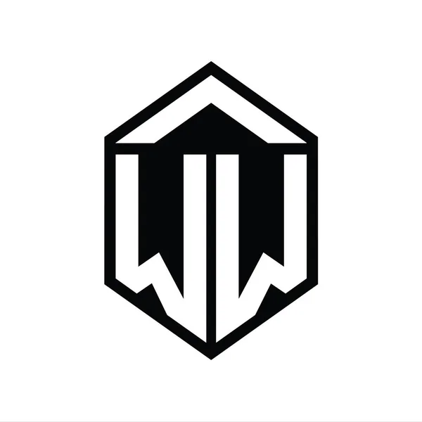 Brev Logotyp Monogram Enkel Hexagon Sköld Form Isolerad Stil Design — Stockfoto