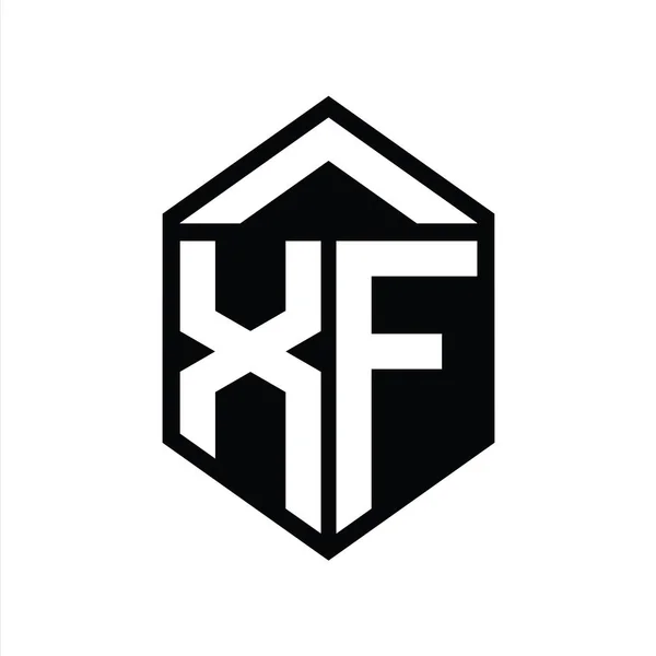 Harfi Logo Monogramı Basit Altıgen Kalkan Şekli Izole Edilmiş Biçim — Stok fotoğraf
