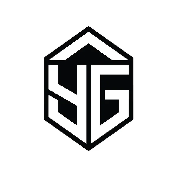 Ygレターロゴモノグラムシンプルな六角形シールドシェイプ単離スタイルデザインテンプレート — ストック写真