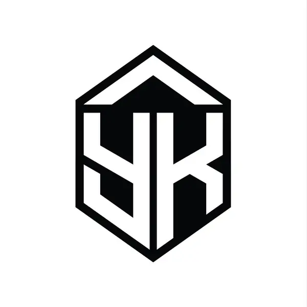 Ykレター モノグラム シンプルな六角形シールド シェイプ 孤立したスタイルデザインテンプレート — ストック写真