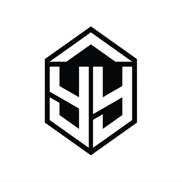 Letter Logo Monogramı Basit Altıgen Kalkan Şekli Izole Biçim Tasarım — Stok fotoğraf