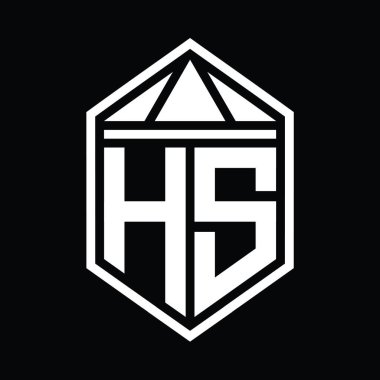 HS Letter Logo monogramı üçgen izole edilmiş stil şablonu ile basit altıgen kalkan şekli