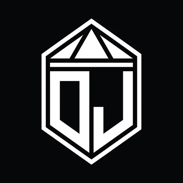 List Logo Monogram Prosty Sześciokąt Tarcza Kształt Trójkątem Korony Odizolowany — Zdjęcie stockowe