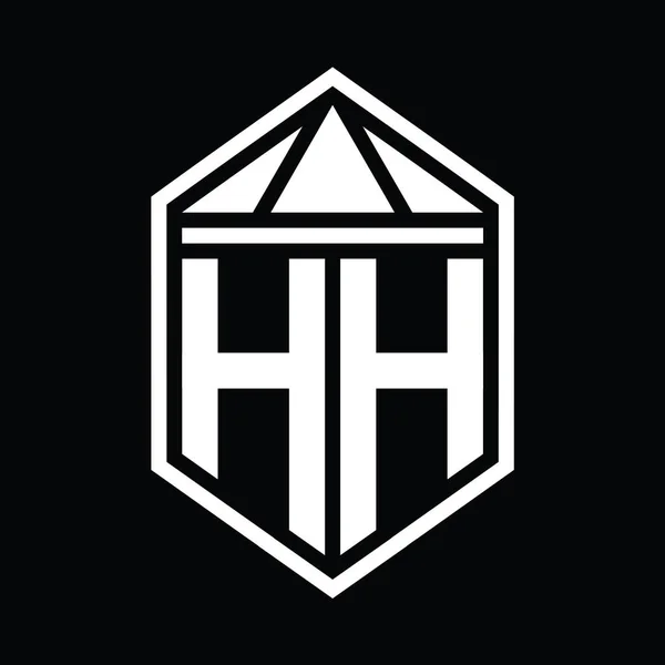Letter Logo Monogram Enkel Hexagon Sköld Form Med Triangel Krona — Stockfoto