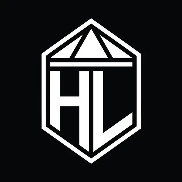 Harf Logosu Basit Altıgen Kalkan Şekli Üçgen Izole Edilmiş Stil — Stok fotoğraf