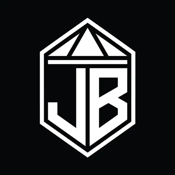 Jb字母标志简图六边形六边形六边形三角形冠隔离样式设计模板 — 图库照片