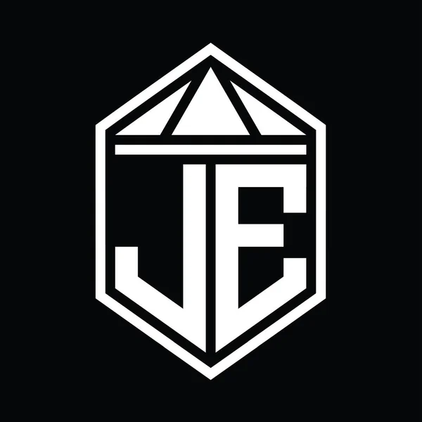 Carta Logo Monograma Forma Escudo Hexágono Simple Con Corona Triángulo —  Fotos de Stock