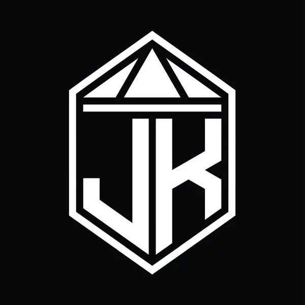 Letter Logo Монограма Простого Шестикутного Щита Трикутною Короною Ізольованого Шаблону — стокове фото