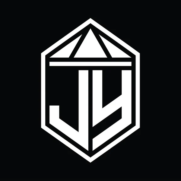 Letter Logo Monograma Simple Forma Escudo Hexágono Con Corona Triángulo —  Fotos de Stock