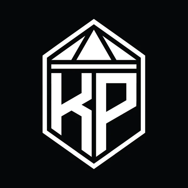 Harfi Logo Monogramı Basit Altıgen Kalkan Şekli Üçgen Izole Edilmiş — Stok fotoğraf