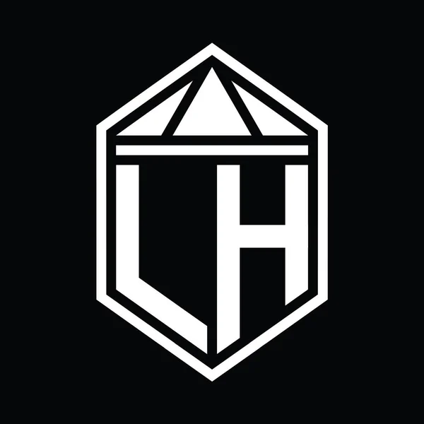 Letra Logo Monograma Forma Escudo Hexágono Simple Con Corona Triángulo — Foto de Stock