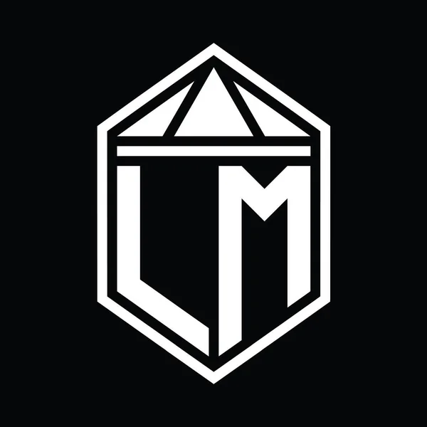 Huruf Logo Monogram Sederhana Bentuk Perisai Heksagon Dengan Segitiga Mahkota — Stok Foto