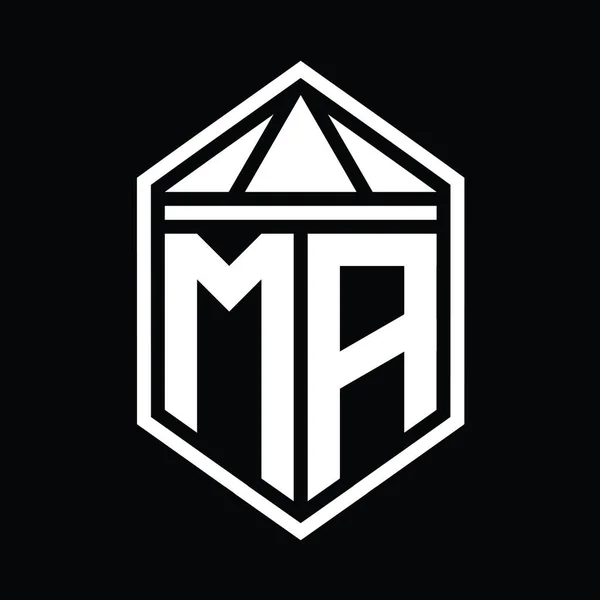 Carta Logo Monograma Forma Escudo Hexágono Simples Com Triângulo Coroa — Fotografia de Stock