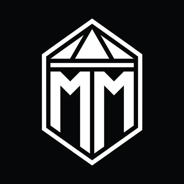 Mm字母标志简图六边形六边形六边形三角形冠隔离样式设计模板 — 图库照片
