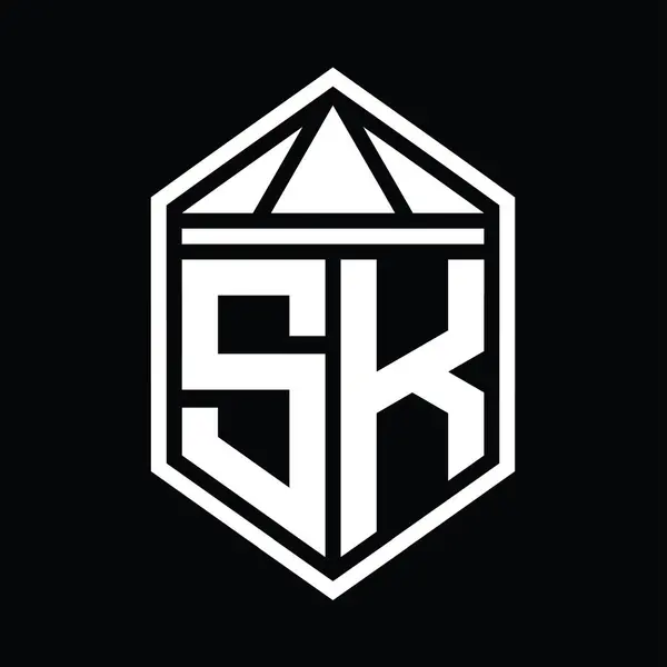 Brev Logo Monogram Enkel Hexagon Sköld Form Med Triangel Krona — Stockfoto