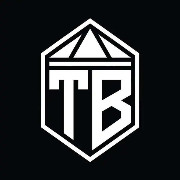Tb字母标志简图六边形六边形六边形三角形冠隔离样式设计模板 — 图库照片