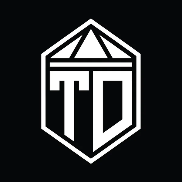 Літера Логотип Монограма Проста Шестикутна Форма Щита Трикутною Короною Ізольований — стокове фото