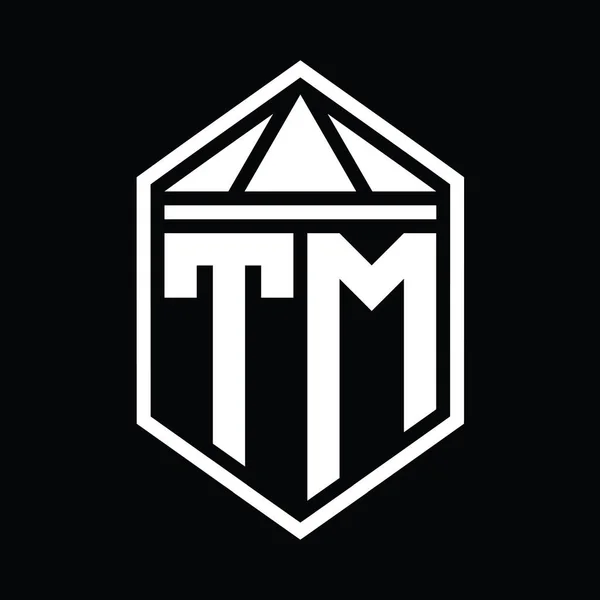 Letter Logo Монограма Проста Шестикутна Форма Щита Трикутною Короною Ізольований — стокове фото