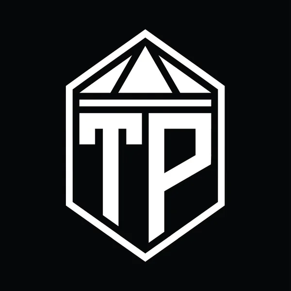 Літера Логограма Логотип Монограма Проста Шестикутна Форма Щита Трикутною Короною — стокове фото
