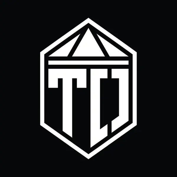 Letter Logo Monogram Jednoduchý Šestiúhelníkový Štít Tvar Trojúhelníkovou Korunou Izolovaný — Stock fotografie