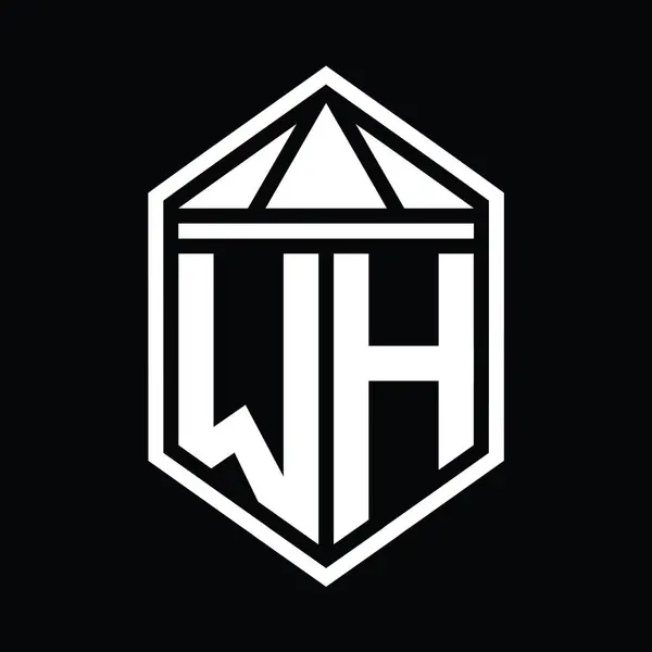 Монограмма Логотипа Простой Шестиугольник Щит Треугольной Короной Изолированный Стиль Шаблон — стоковое фото