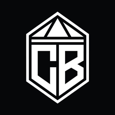 CB Harf Logosu basit altıgen kalkan şekli ve üçgen izole edilmiş stil tasarım şablonu