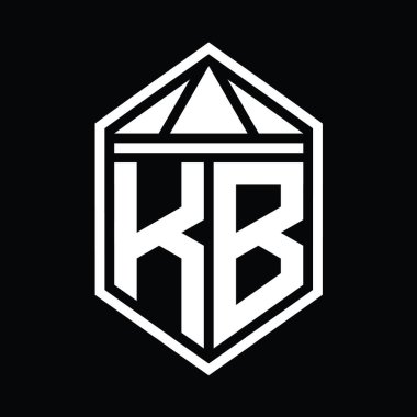 KB Harfi Logo monogramı basit altıgen kalkan şekli ve üçgen izole edilmiş stil tasarım şablonu