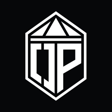 OP Harf Logosu basit altıgen kalkan şekli ile izole edilmiş biçim şablonu
