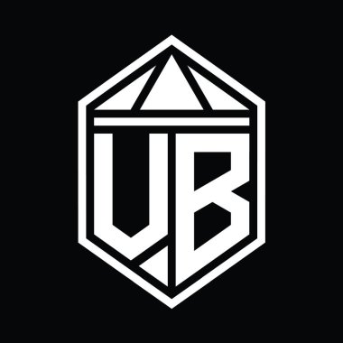 VB Harf Logosu basit altıgen kalkan şekli ve üçgen izole edilmiş stil tasarım şablonu