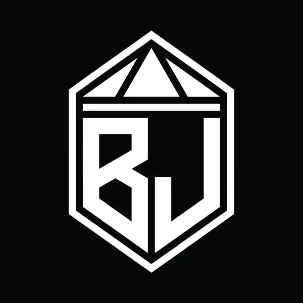 Brev Logotyp Monogram Enkel Hexagon Sköld Form Med Triangel Krona — Stockfoto