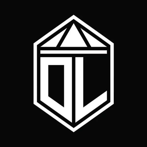 Carta Logo Monograma Forma Escudo Hexágono Simple Con Corona Triángulo — Foto de Stock