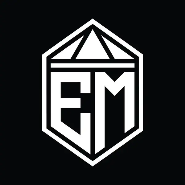 Монограмма Эмблема Логотипа Простой Шестиугольник Щит Треугольной Короной Изолированный Стиль — стоковое фото