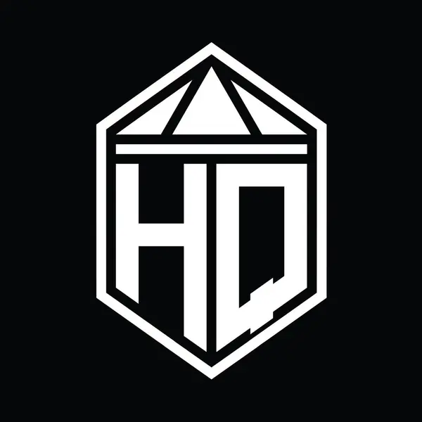 Логограмма Логотипа Штаб Квартиры Простая Шестиугольная Форма Щита Шаблоном Дизайна — стоковое фото