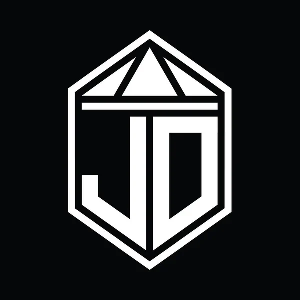 Jd字母标志简图六边形六边形六边形三角形冠隔离样式设计模板 — 图库照片